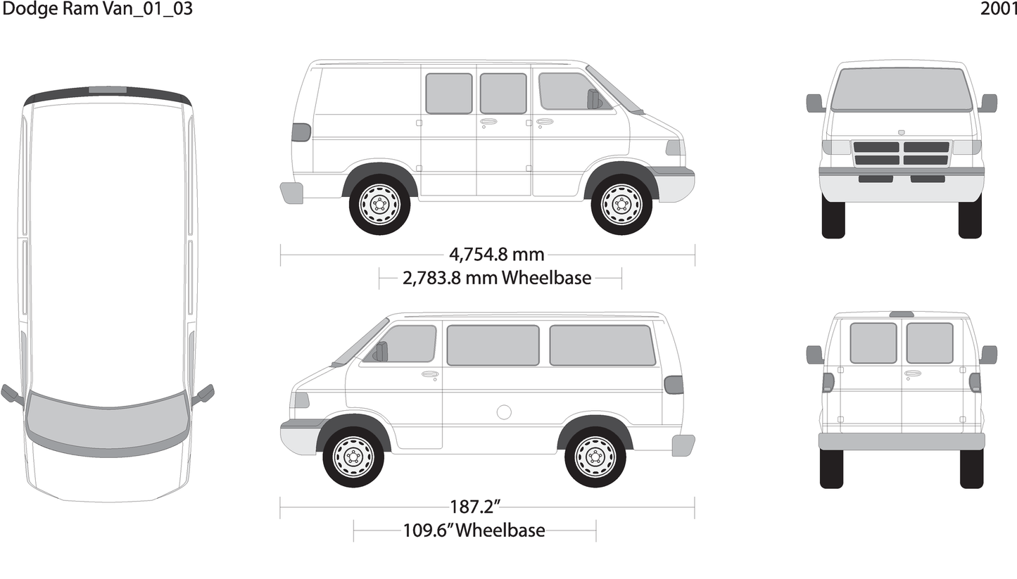 2001 Dodge Ram Van V03 Vehicle Wrap Template