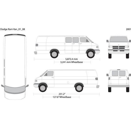 2001 Dodge Ram Van V08 Vehicle Wrap Template