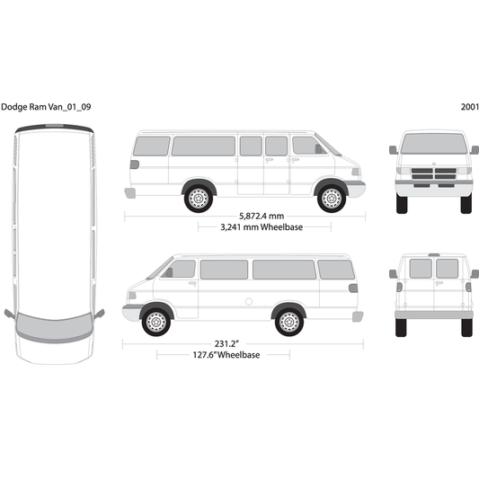 2001 Dodge Ram Van V09 Vehicle Wrap Template