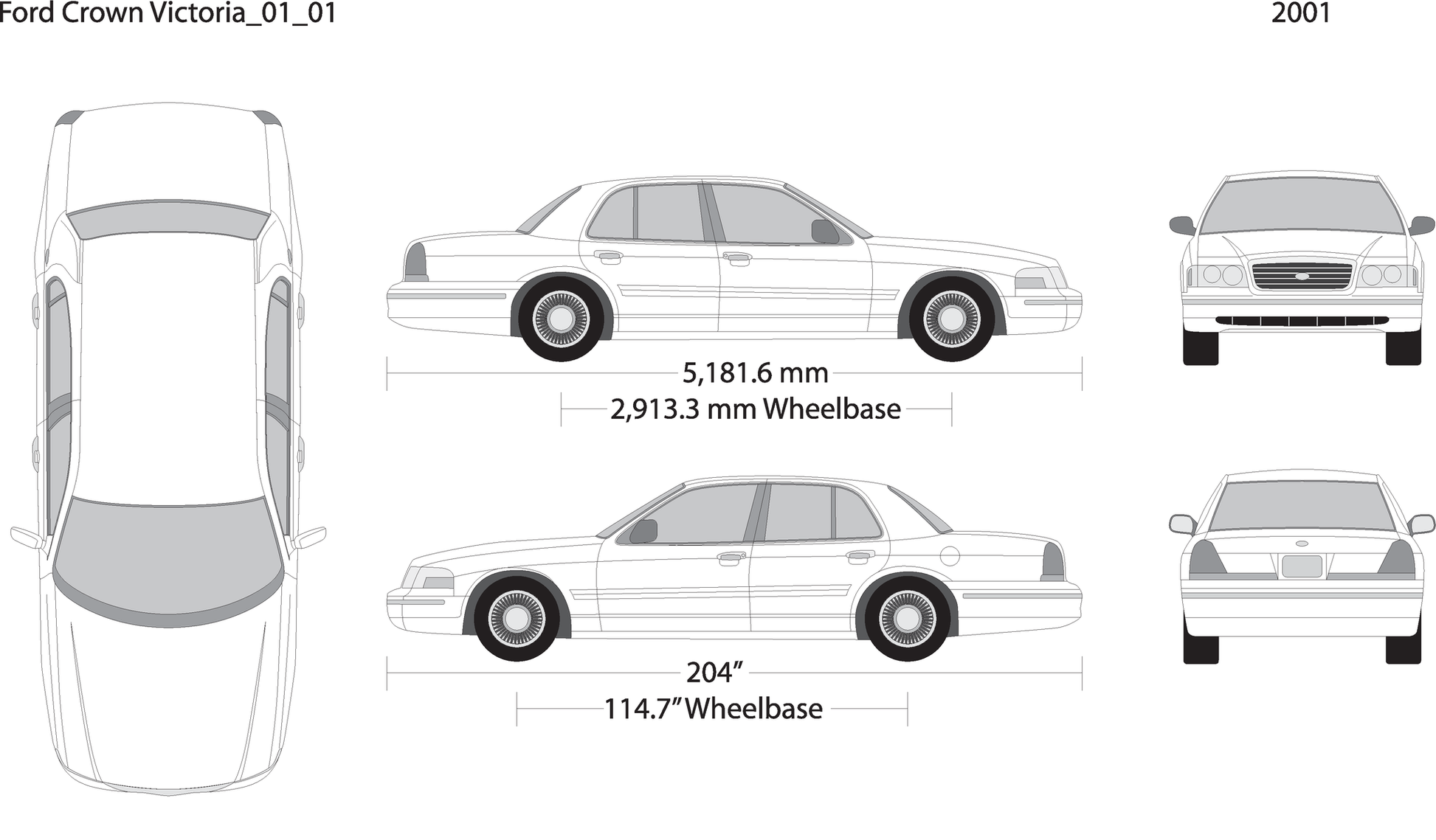 2001 Ford Crown Victoria V01 Vehicle Wrap Template