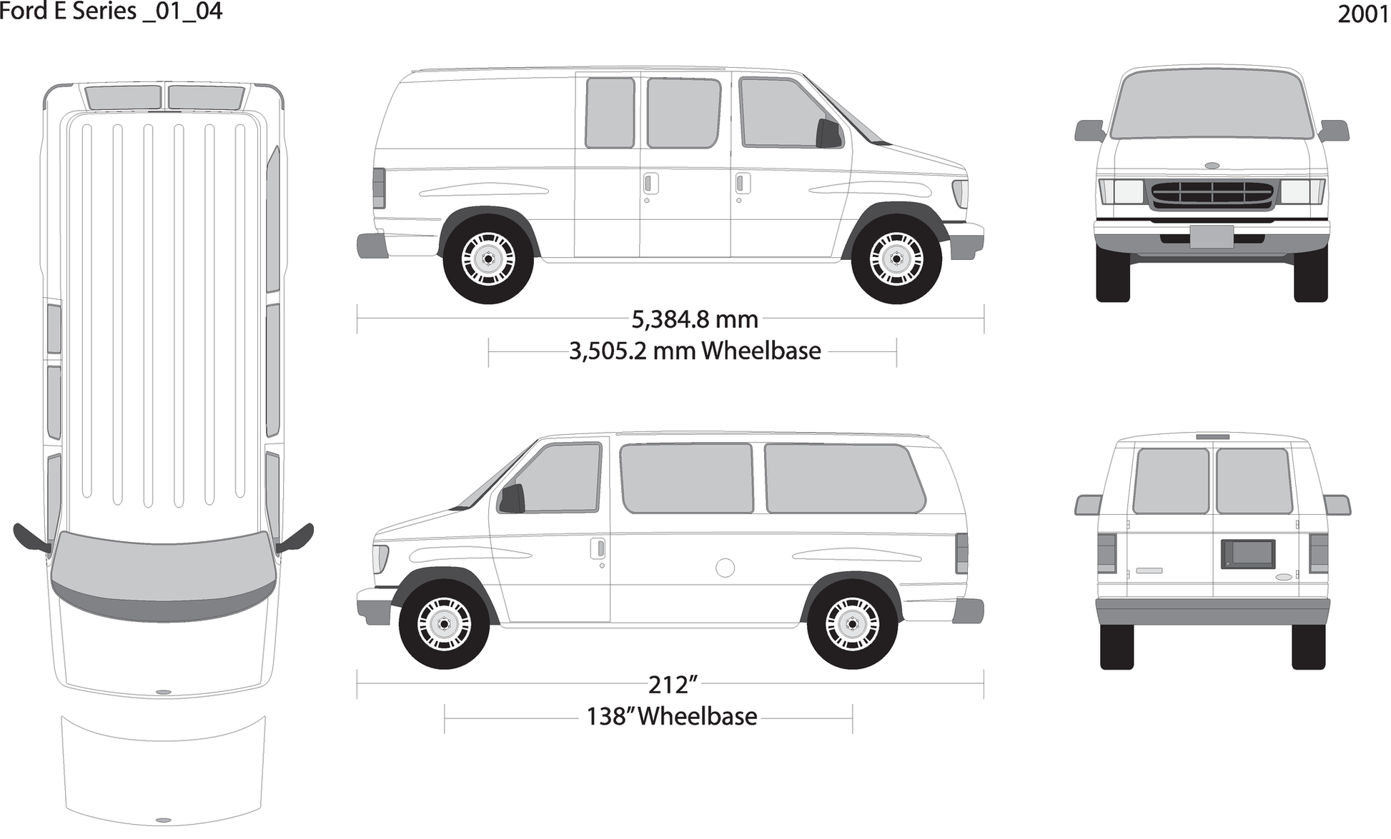 2001 Ford E Series V04 Vehicle Wrap Template