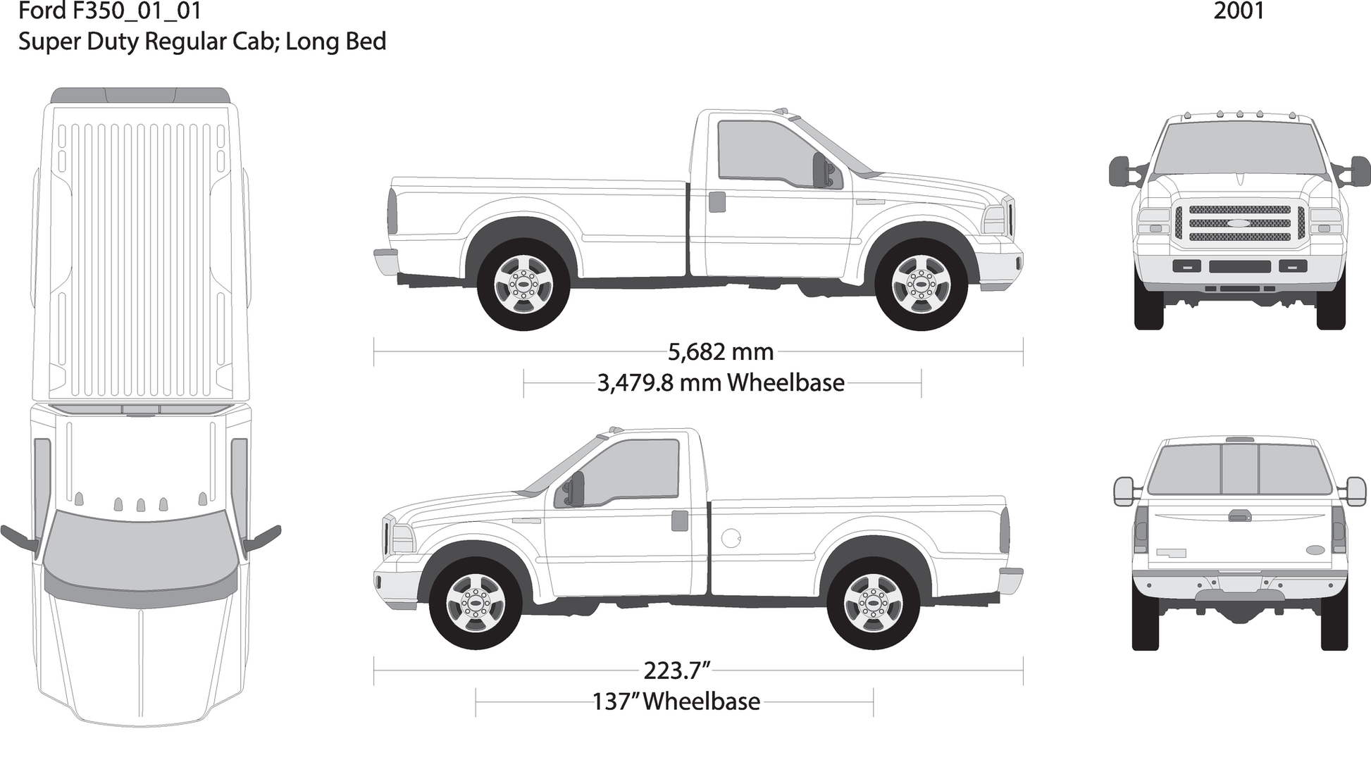 2001 Ford F 350 V01 Vehicle Wrap Template