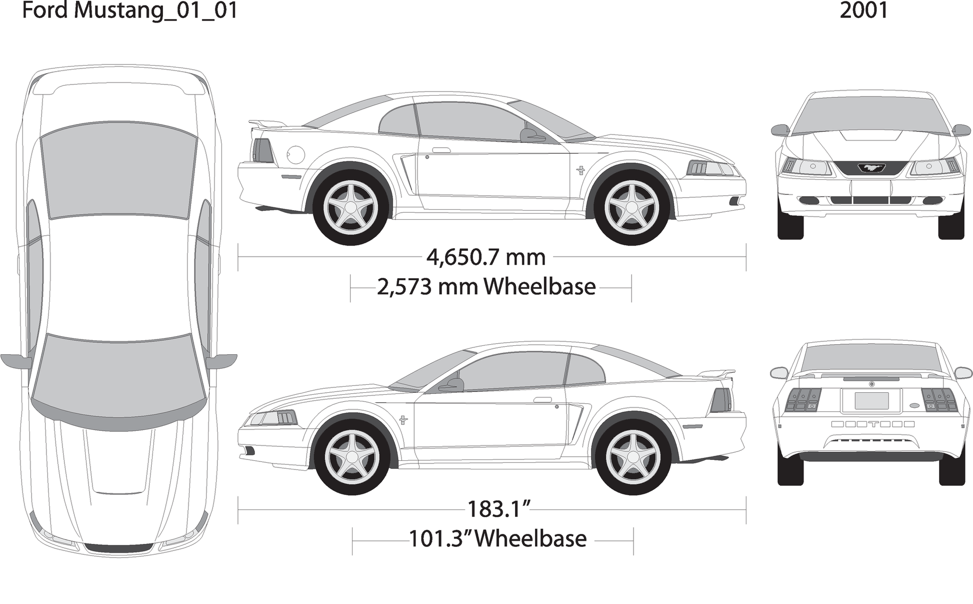 2001 Ford Mustang V01 Vehicle Wrap Template