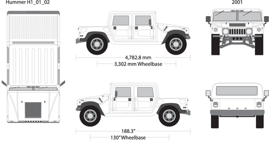 2001 Hummer H1 V02 Vehicle Wrap Template