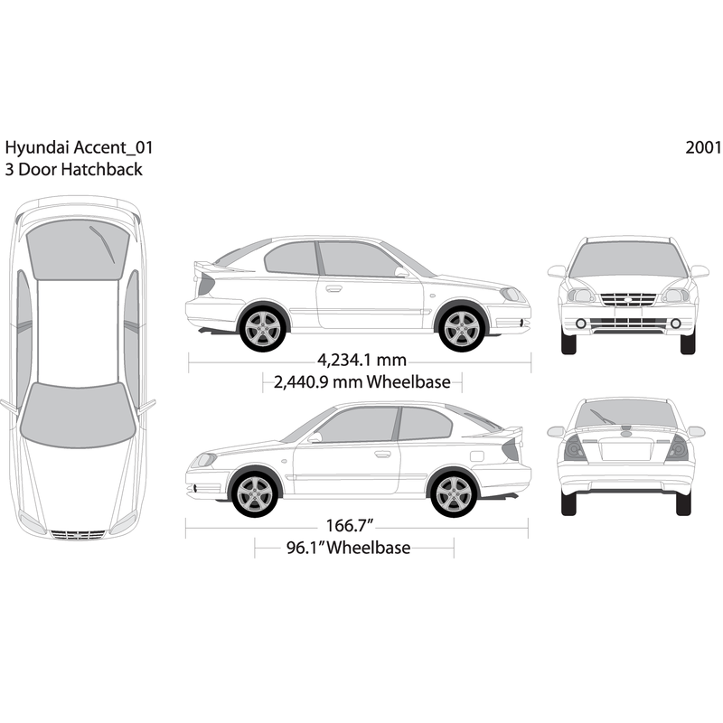 2001 Hyundai Accent Hatchback V01 Vehicle Wrap Template