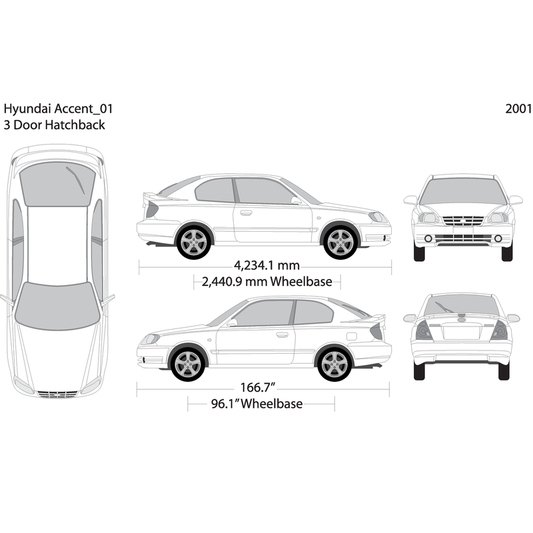 2001 Hyundai Accent Hatchback V01 Vehicle Wrap Template