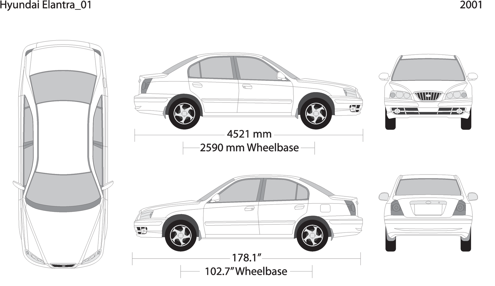 2001 Hyundai Elantra V01 Vehicle Wrap Template