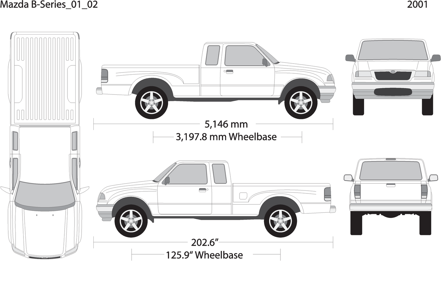 2001 Mazda B Series V02 Vehicle Wrap Template