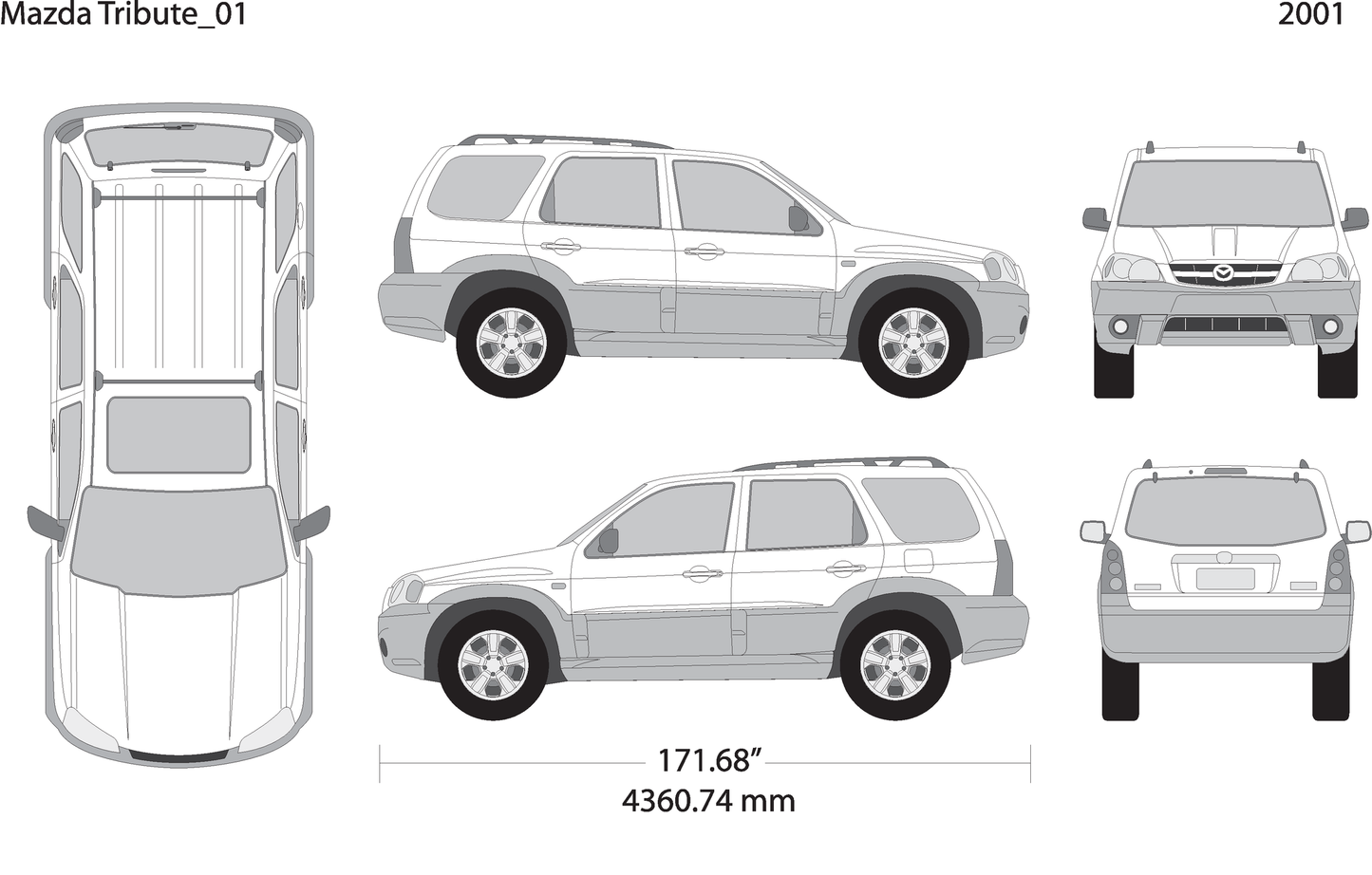 2001 Mazda Tribute V01 Vehicle Wrap Template