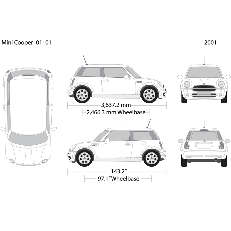 2001 Mini Cooper Mini Hardtop V01 Vehicle Wrap Template