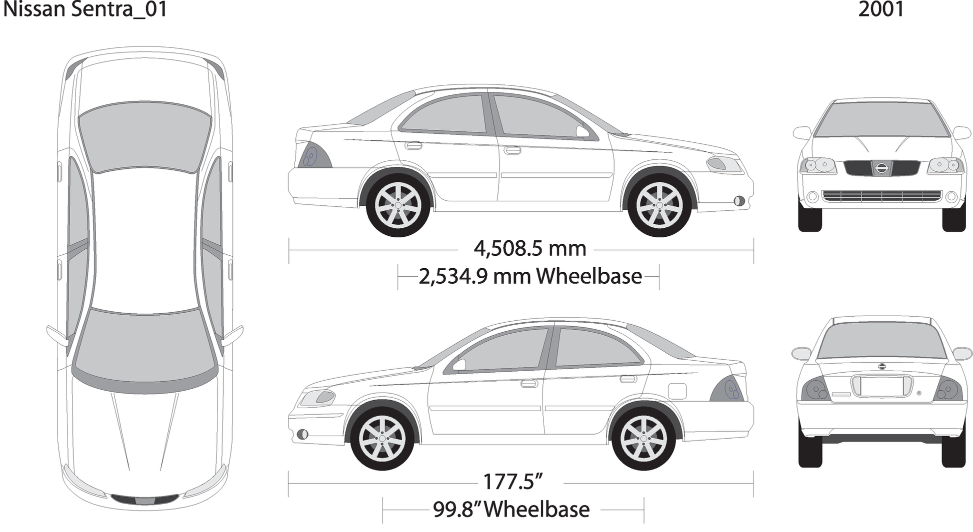 2001 Nissan Sentra V01 Vehicle Wrap Template