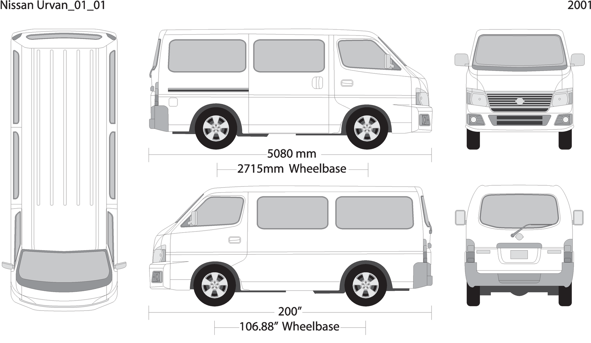 2001 Nissan Urvan V01 Vehicle Wrap Template