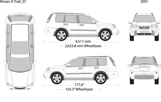 2001 Nissan X Trail V01 Vehicle Wrap Template
