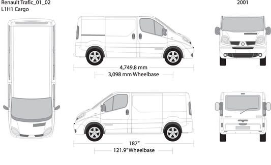 2001 Renault Trafic V02 Vehicle Wrap Template