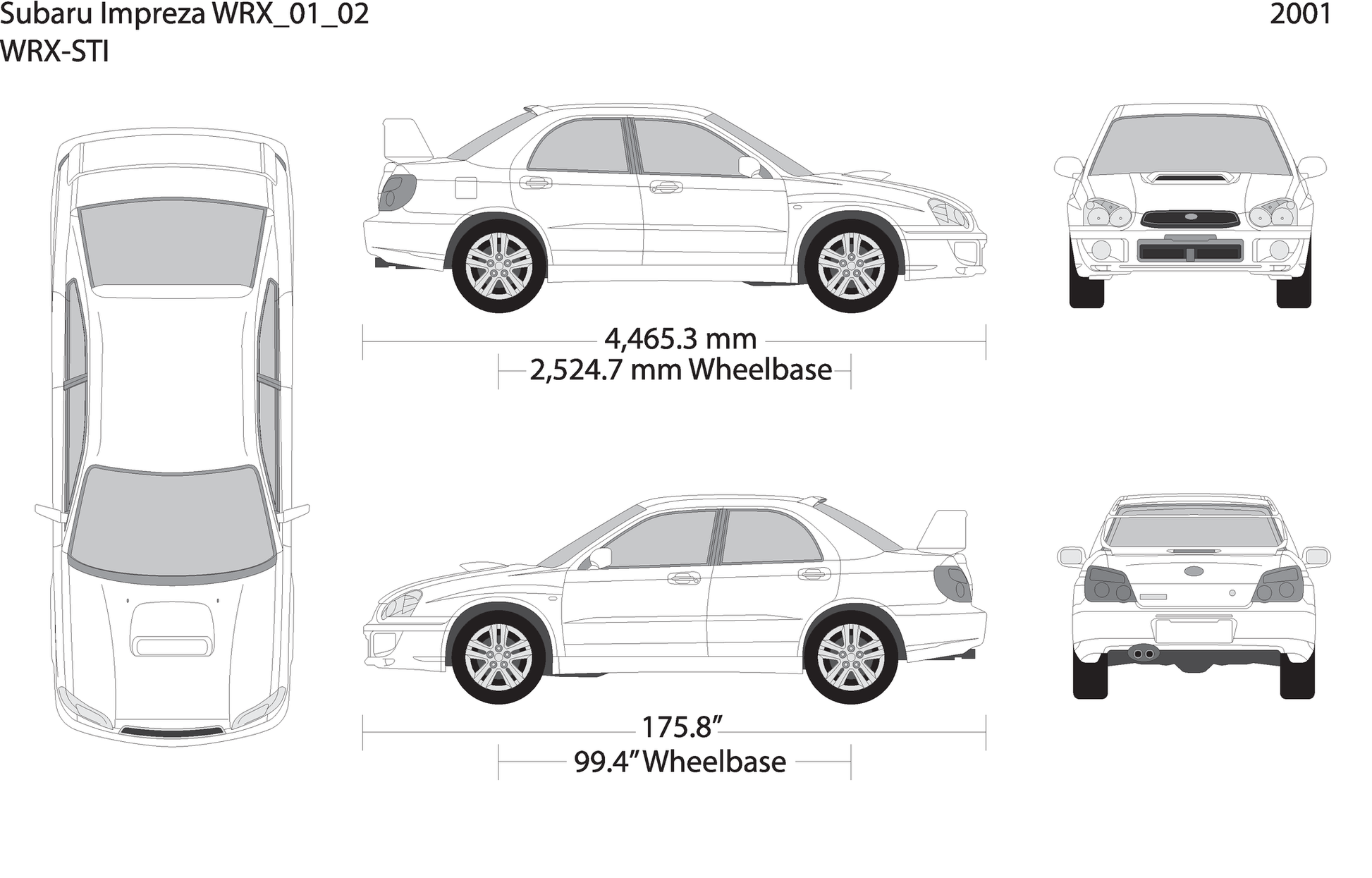 2001 Subaru Impreza V02 Vehicle Wrap Template