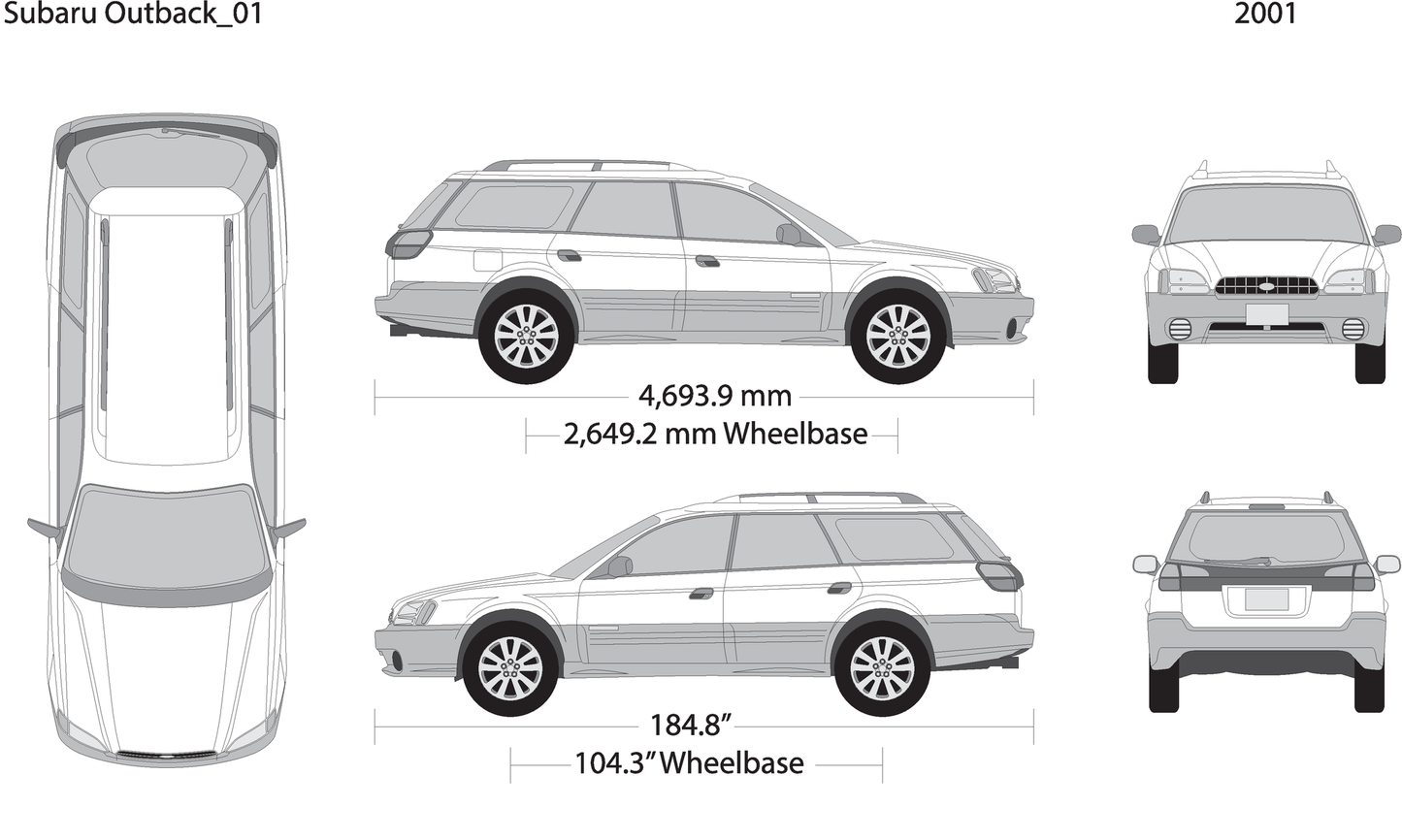 2001 Subaru Outback V01 Vehicle Wrap Template