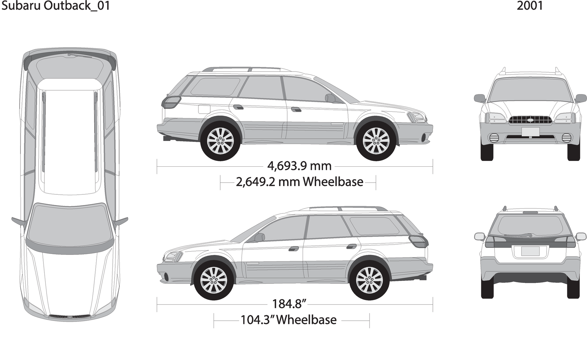 2001 Subaru Outback V01 Vehicle Wrap Template