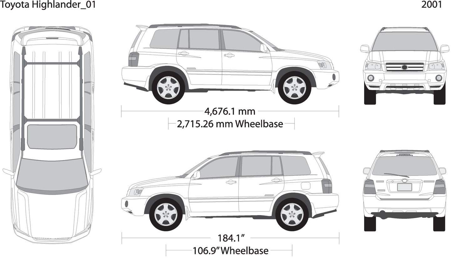 2001 Toyota Highlander V01 Vehicle Wrap Template