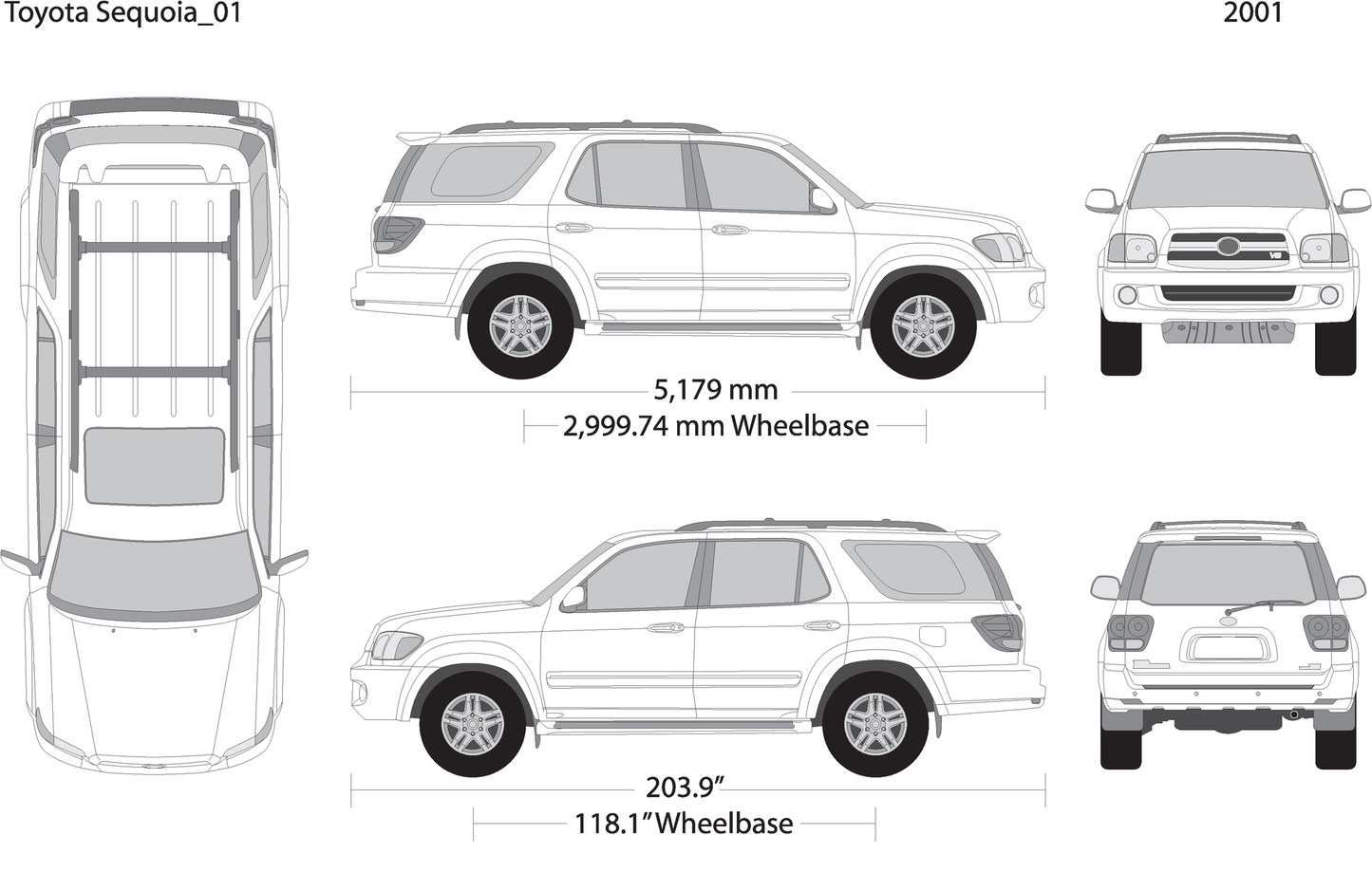 2001 Toyota Sequoia V01 Vehicle Wrap Template