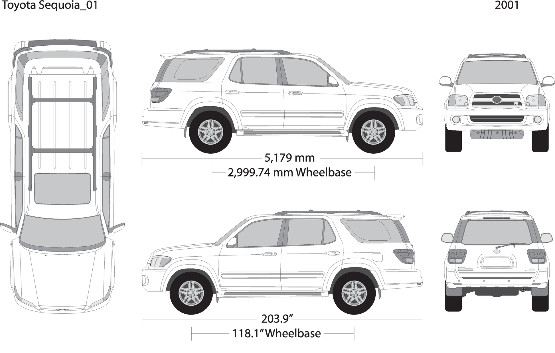 2001 Toyota Sequoia V01 Vehicle Wrap Template