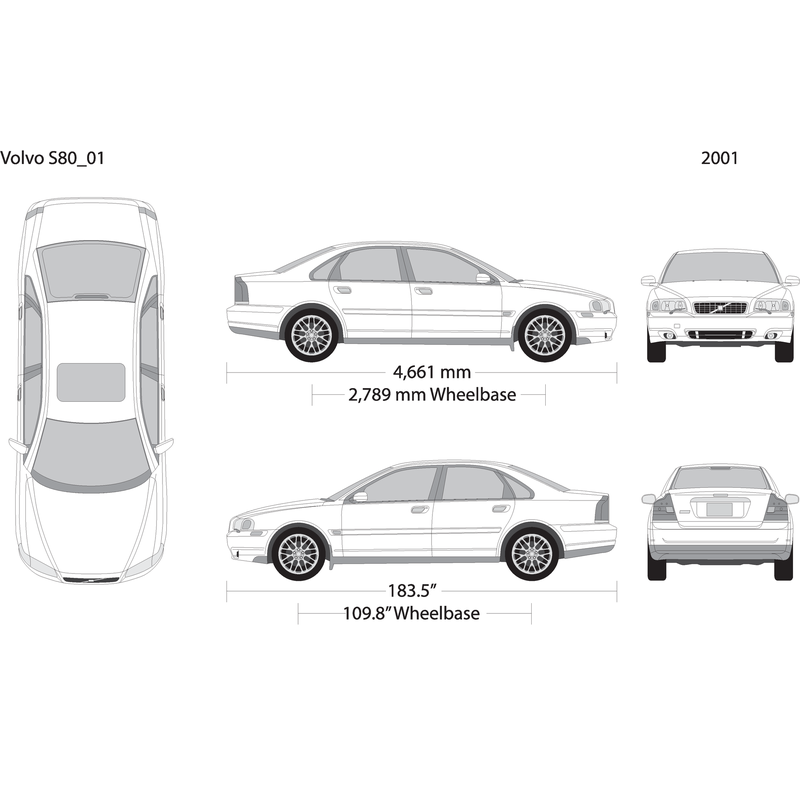 2001 Volvo Volvo S80 V01 Vehicle Wrap Template