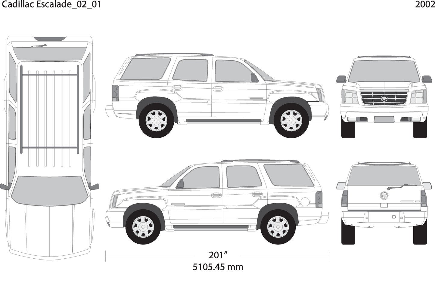2002 Cadillac Escalade V01 Vehicle Wrap Template