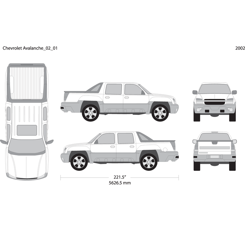 2002 Chevy Avalanche V01 Vehicle Wrap Template