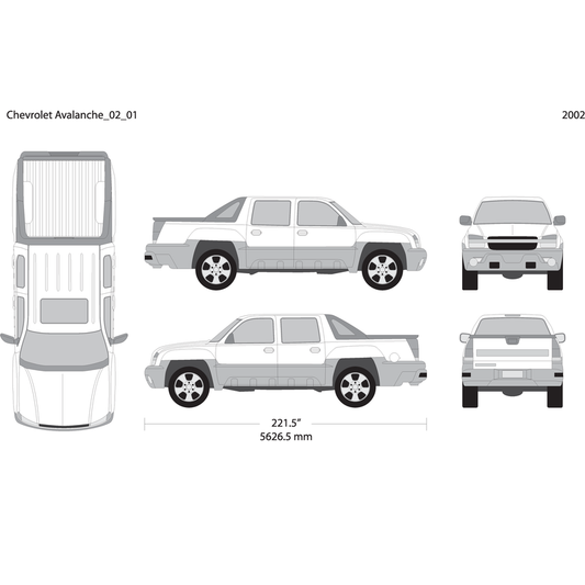 2002 Chevy Avalanche V01 Vehicle Wrap Template