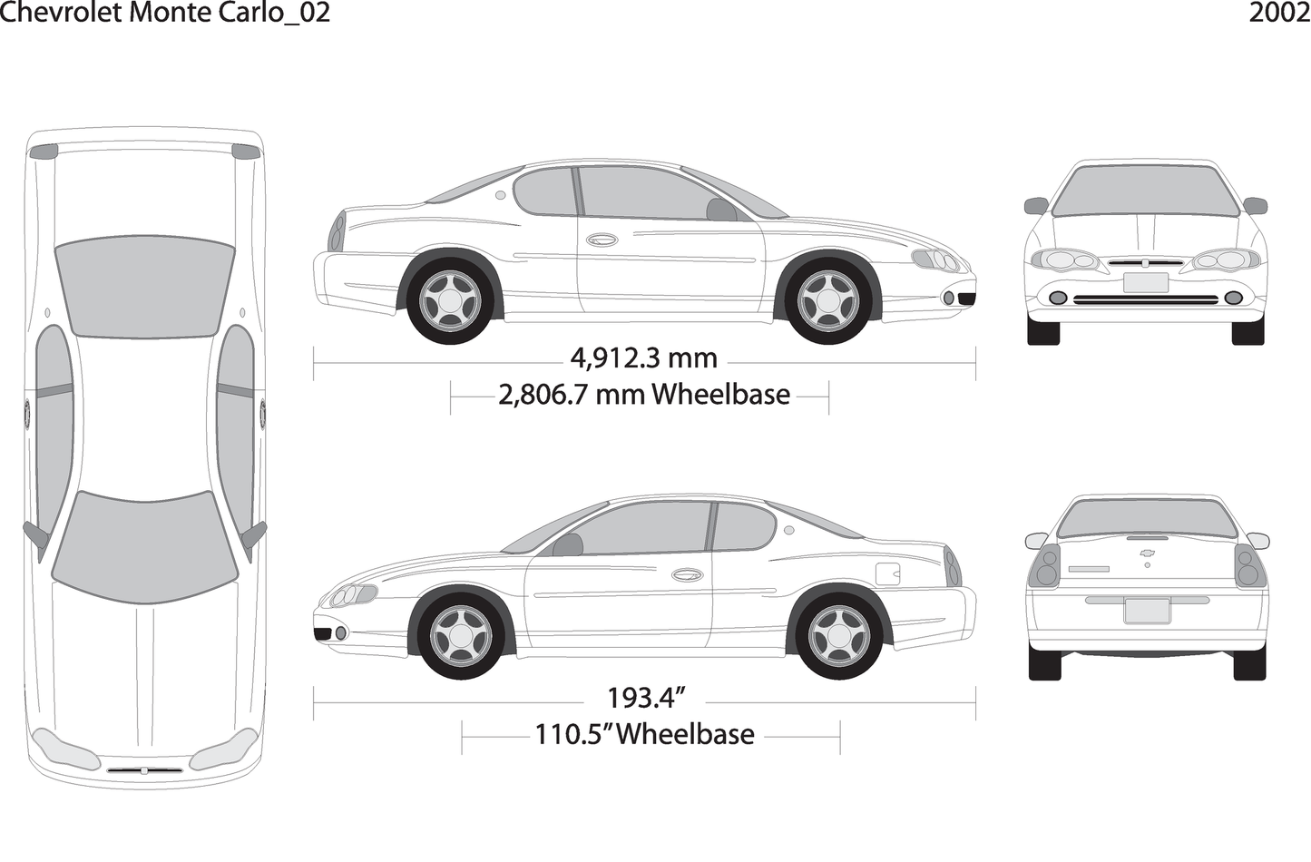 2002 Chevy Montcarl V02 Vehicle Wrap Template