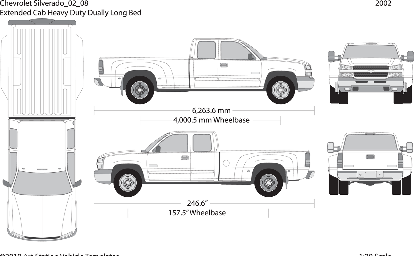 2002 Chevy Silverado 2500 3500 Hd V08 Vehicle Wrap Template