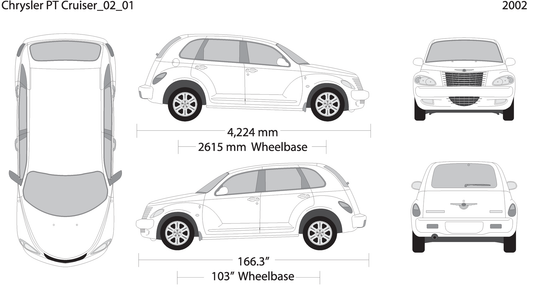 2002 Chrysler Pt Cruiser V01 Vehicle Wrap Template