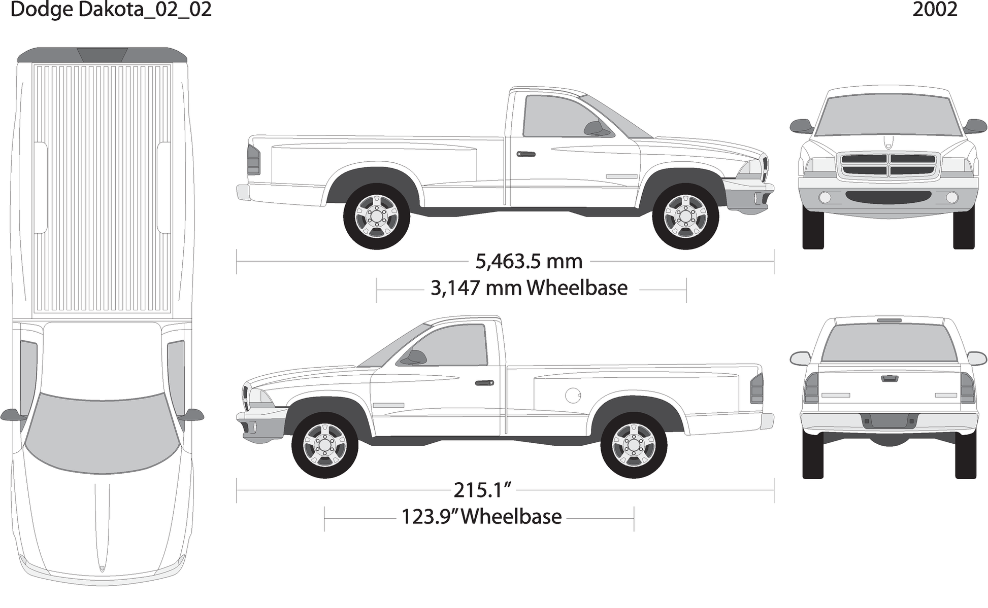 2002 Dodge Dakota V02 Vehicle Wrap Template