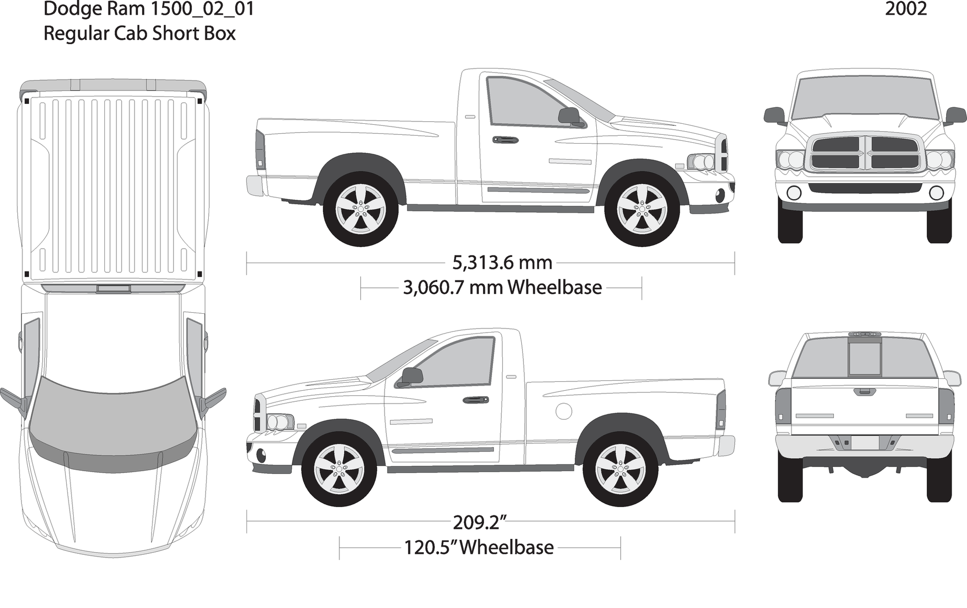 2002 Dodge Ram 1500 V01 Vehicle Wrap Template