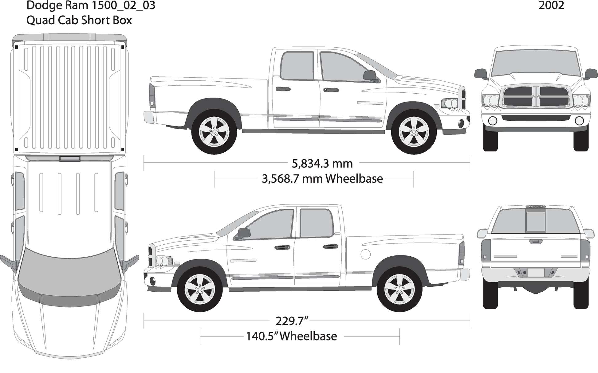 2002 Dodge Ram 1500 V03 Vehicle Wrap Template