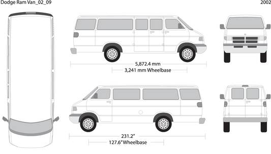 2002 Dodge Ram Van V09 Vehicle Wrap Template