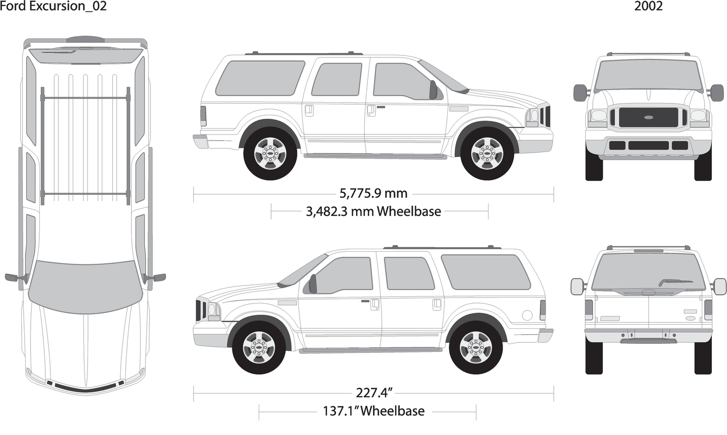 2002 Ford Excursion V02 Vehicle Wrap Template