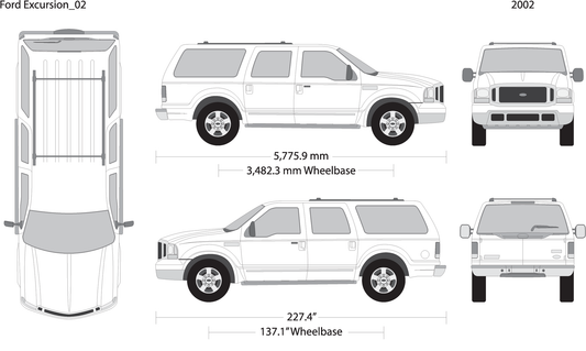 2002 Ford Excursion V02 Vehicle Wrap Template