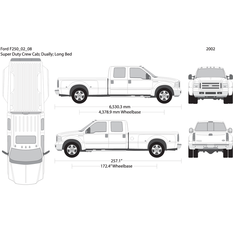 2002 Ford F 250 V08 Vehicle Wrap Template