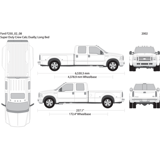 2002 Ford F 250 V08 Vehicle Wrap Template