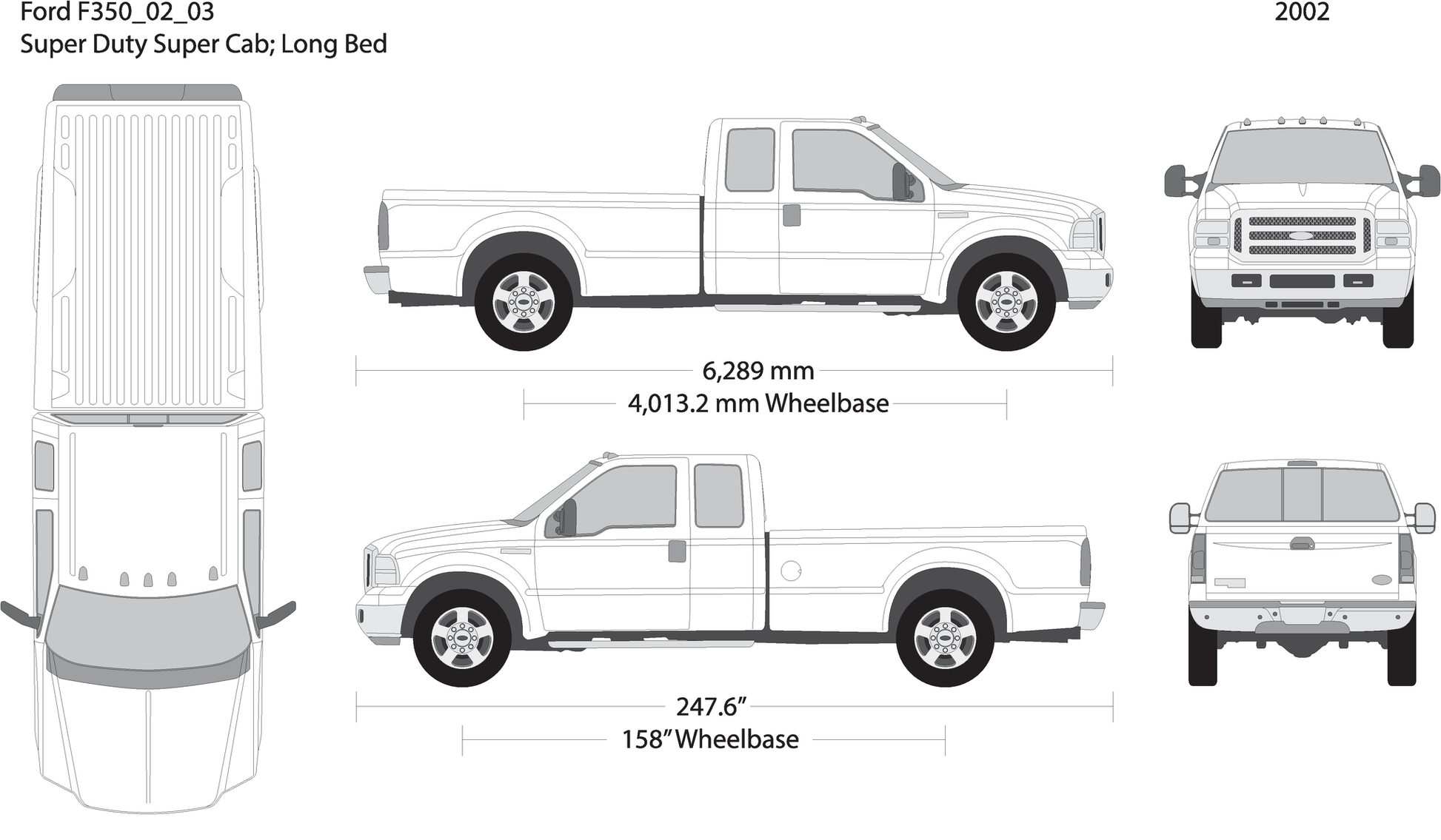 2002 Ford F 350 V03 Vehicle Wrap Template
