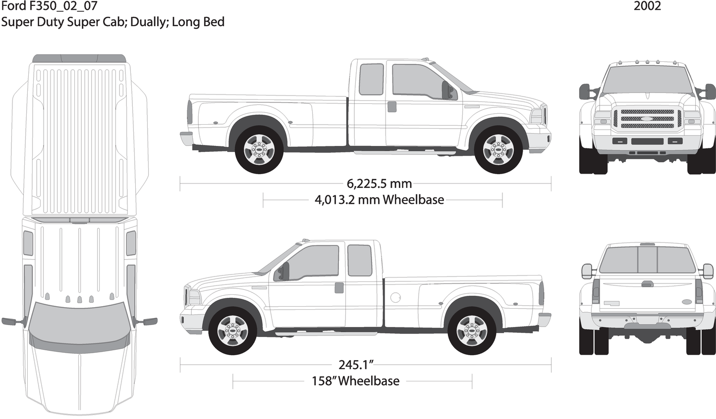 2002 Ford F 350 V07 Vehicle Wrap Template