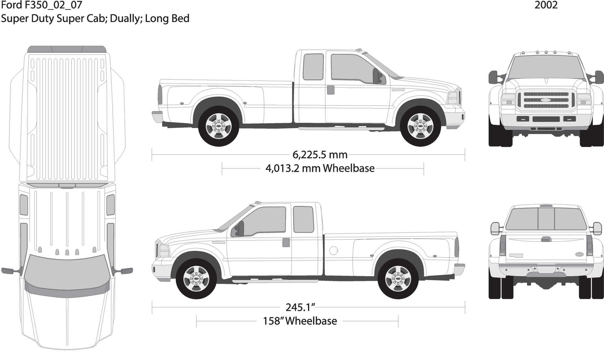 2002 Ford F 350 V07 Vehicle Wrap Template