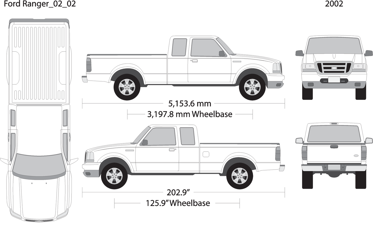 2002 Ford Ranger V02 Vehicle Wrap Template