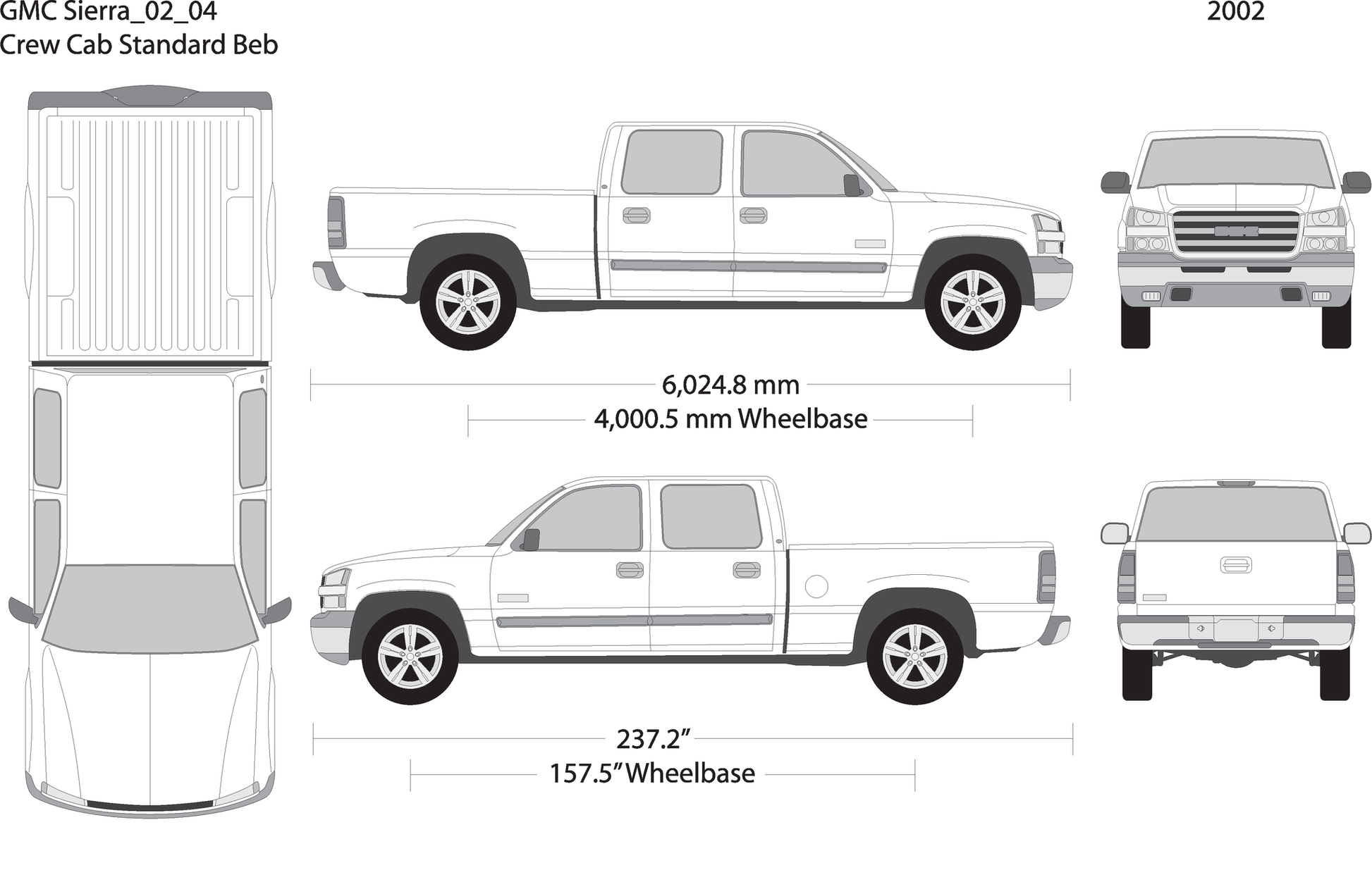 2002 Gmc Sierra 1500 V04 Vehicle Wrap Template