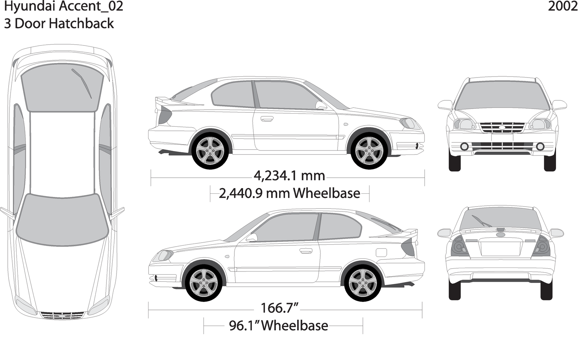 2002 Hyundai Accent Hatchback V02 Vehicle Wrap Template