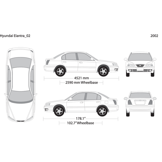 2002 Hyundai Elantra V02 Vehicle Wrap Template