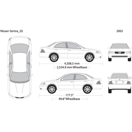 2002 Nissan Sentra V02 Vehicle Wrap Template