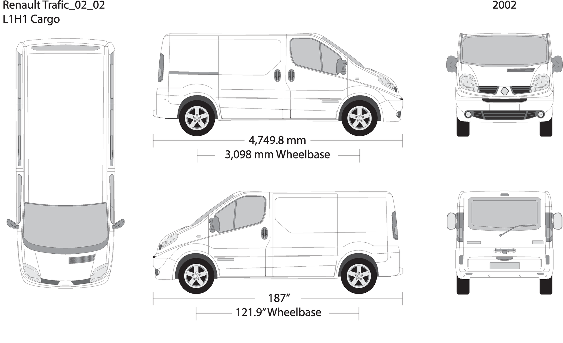 2002 Renault Trafic V02 Vehicle Wrap Template