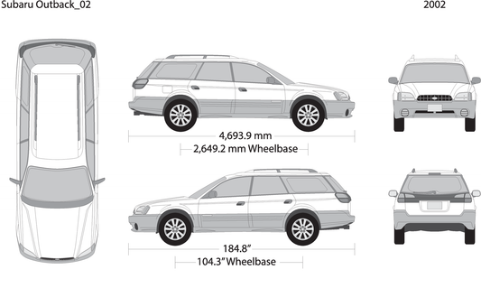 2002 Subaru Outback V02 Vehicle Wrap Template
