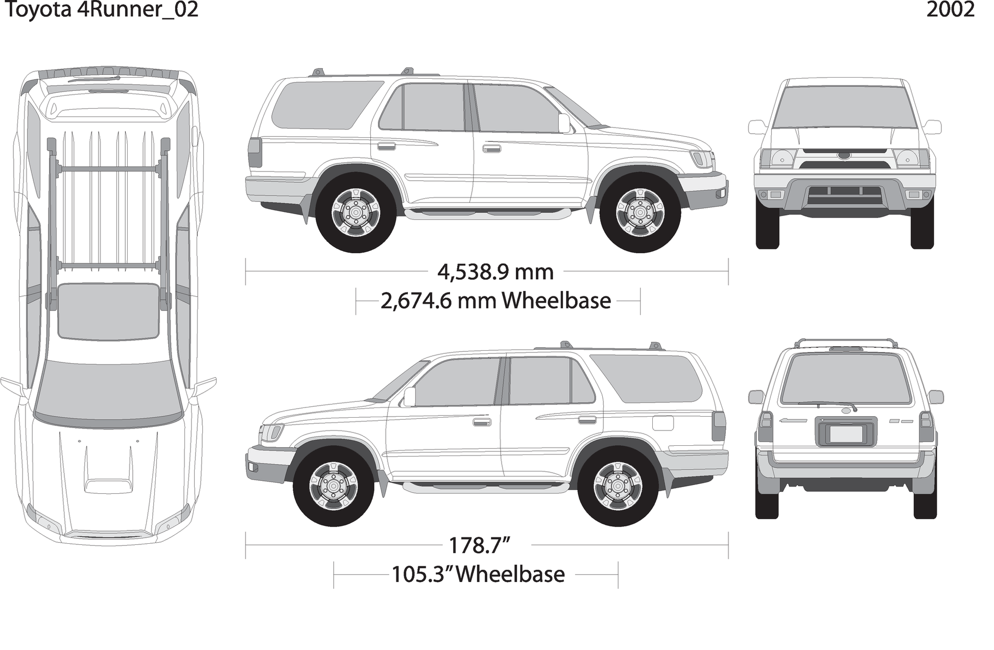 2002 Toyota 4 Runner V02 Vehicle Wrap Template